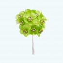 2" Diameter Satin Flower with Crystal 12X12 | Apple